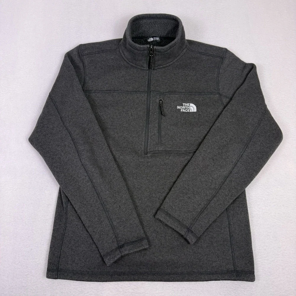 The North Face Men's Med Gordon Lyons Grey Sherpa Lined 1/4 Zip Pullover‎ Fleece
